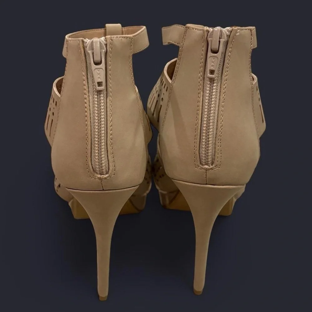 Worn once Apt. 9 vegan leather perforated high heel sandals in nude